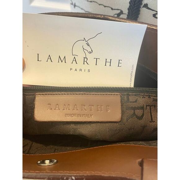 LAMARTHE PARIS TOTE SUEDE BROWN EMBROIDERED DETAILS MADE IN ITALY VERSATILE - Picture 8 of 16